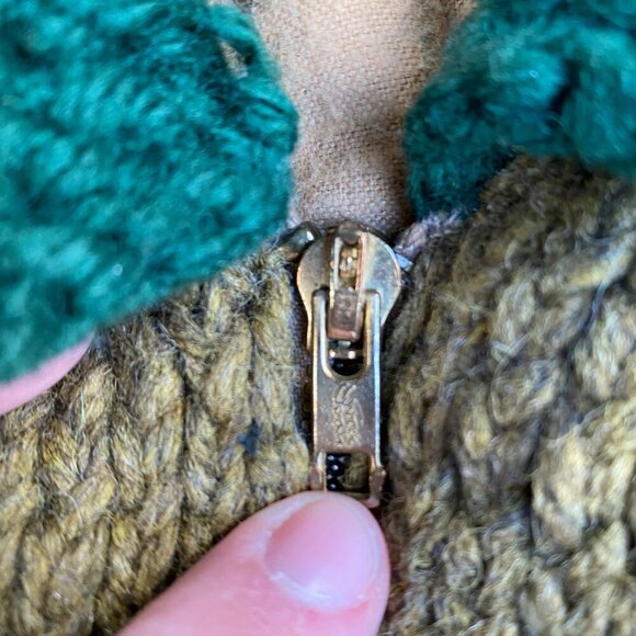 Vintage 1958 Green Goose Cowichan Handmade Woven Wool Jacket Canvas Large Canada - Picture 10 of 16